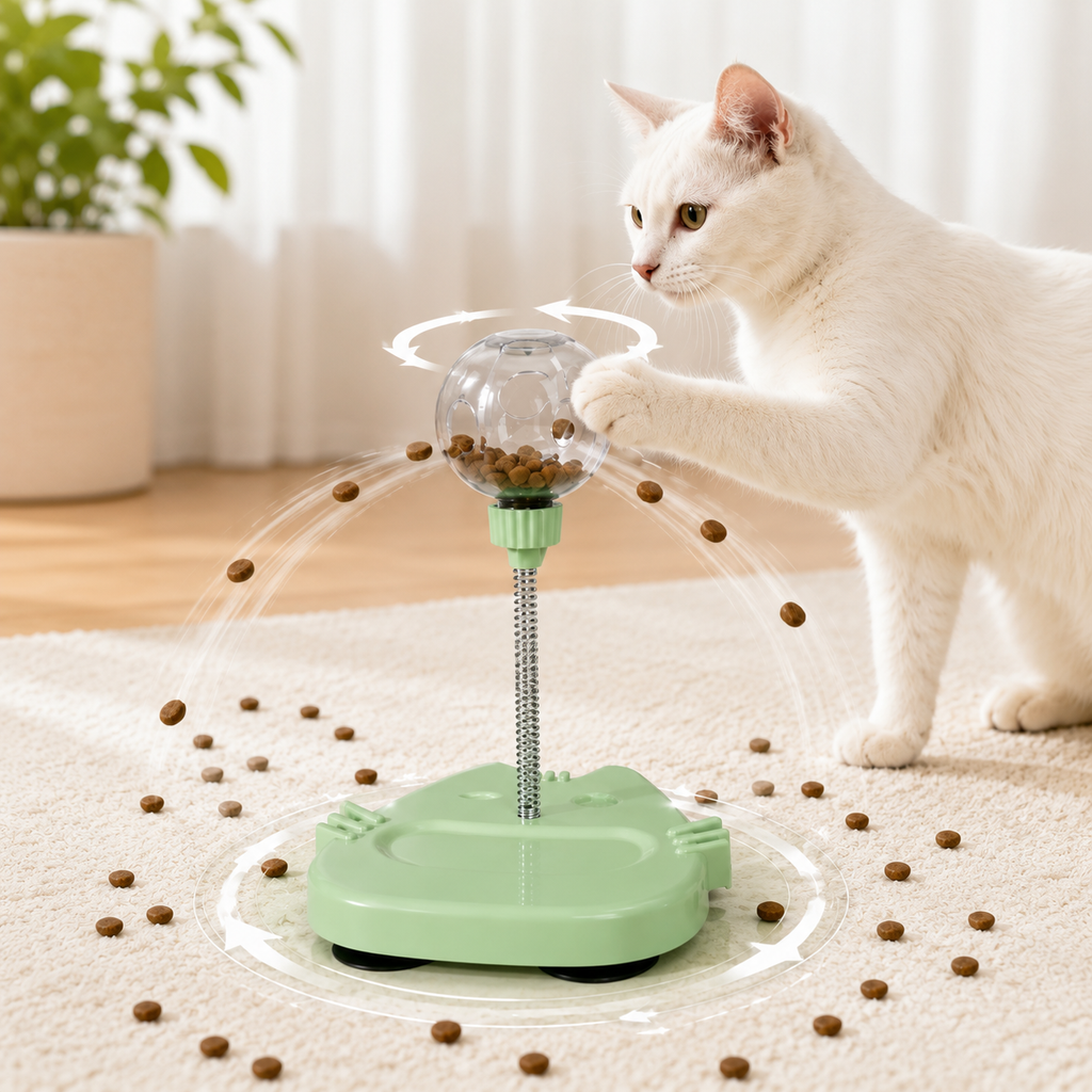 Jouet distributeur de friandises oscillant pour chat