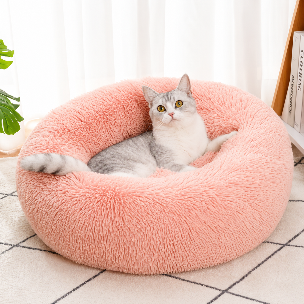 Lit Rond en Peluche Ultra Doux pour Chien et Chat