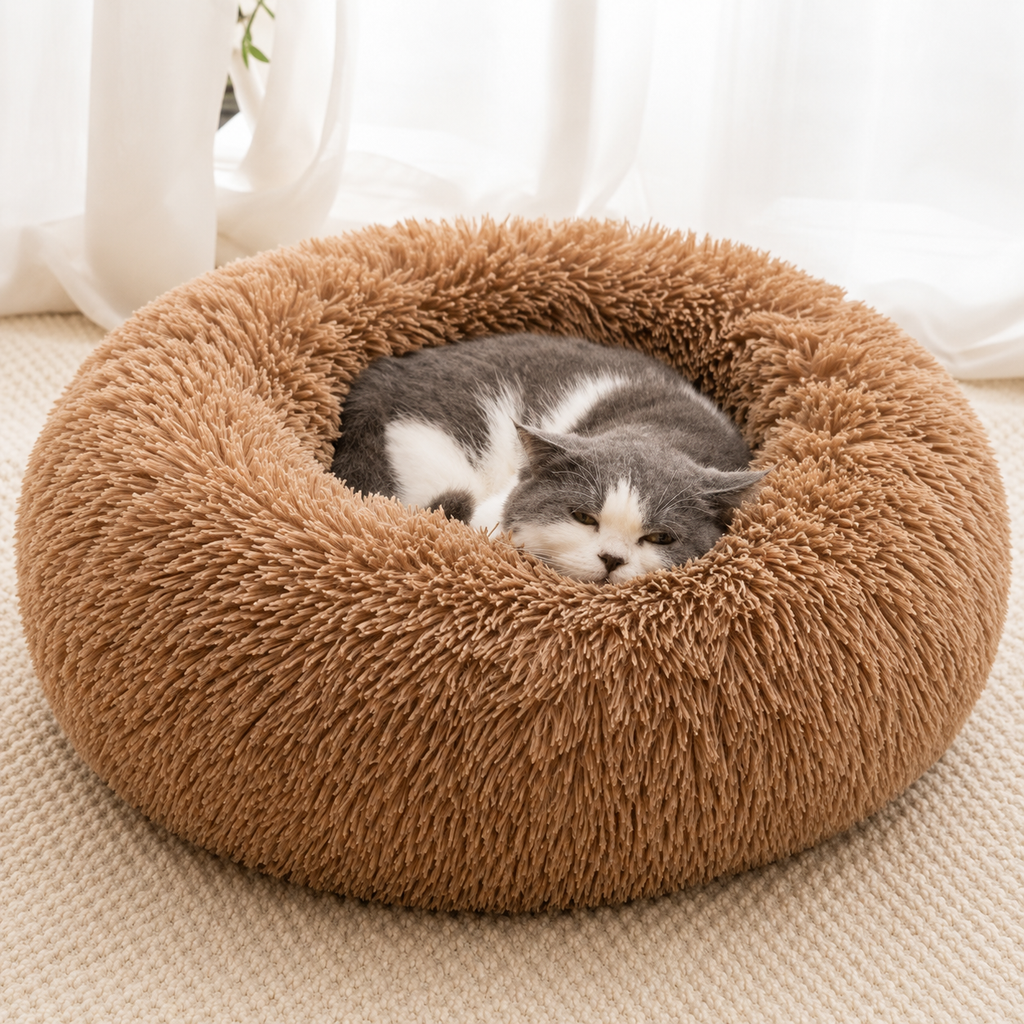 Lit Rond en Peluche Ultra Doux pour Chien et Chat