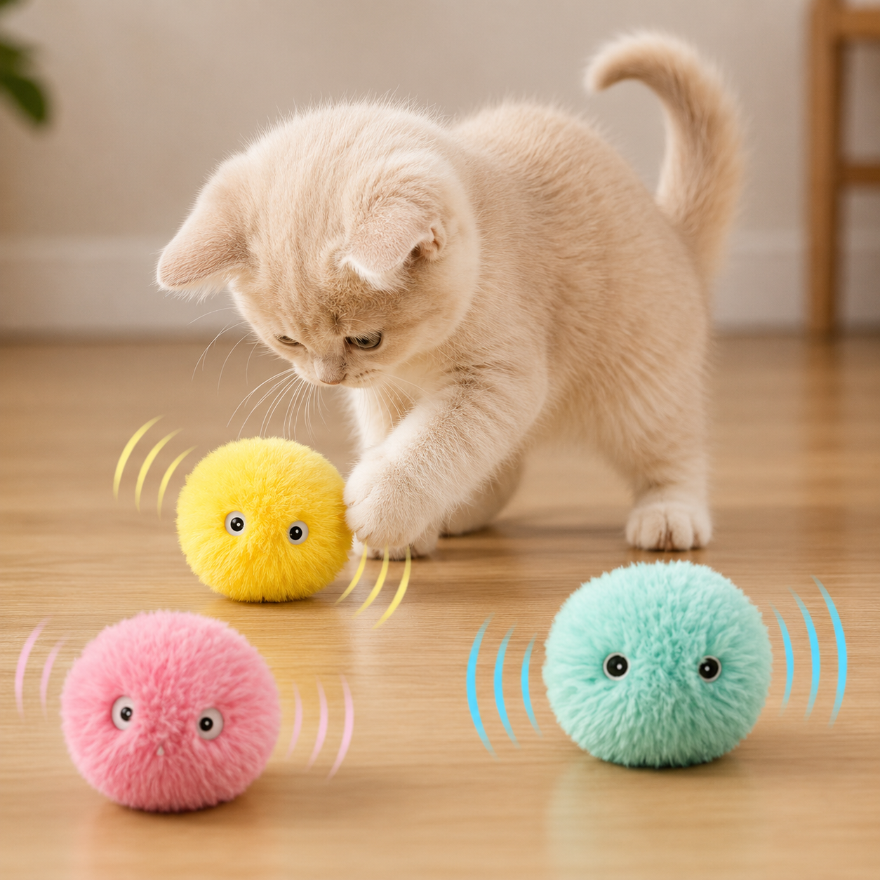Balle Interactive Intelligente en Peluche pour Chat