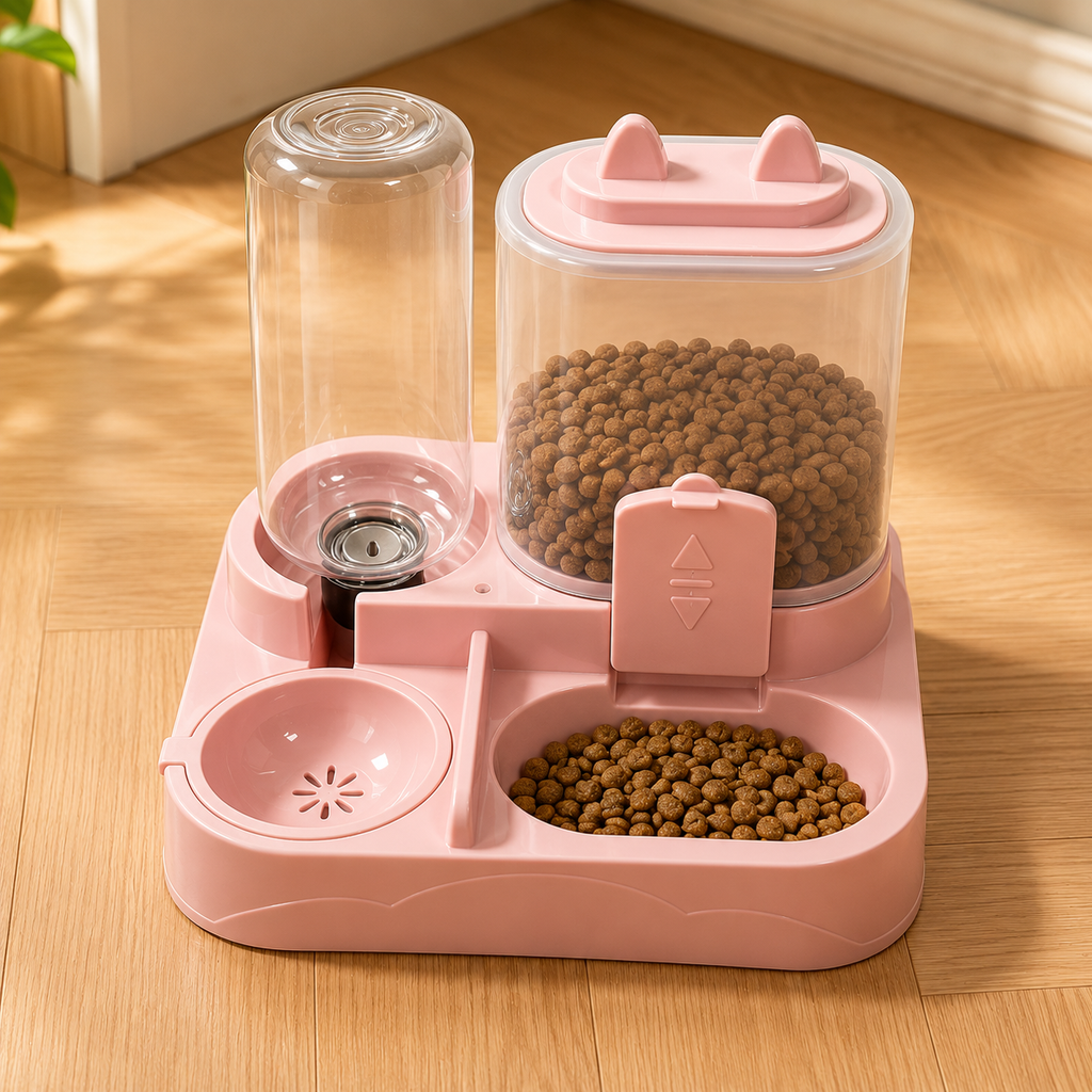 Distributeur 2-en-1 d'Eau et de Nourriture pour Chien et Chat